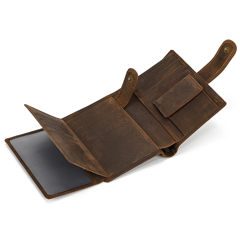 Retro anti-theft leather men's wallet male clip purse wallet casual style short purse cowhide retro luxury business card holder