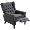 DodiOnline Recliner Armchair, Vintage Reclining Chair with Nail Head Trim, Wingback Chair with Button Tufted Back and Footrest, for Living Room, Dark Grey