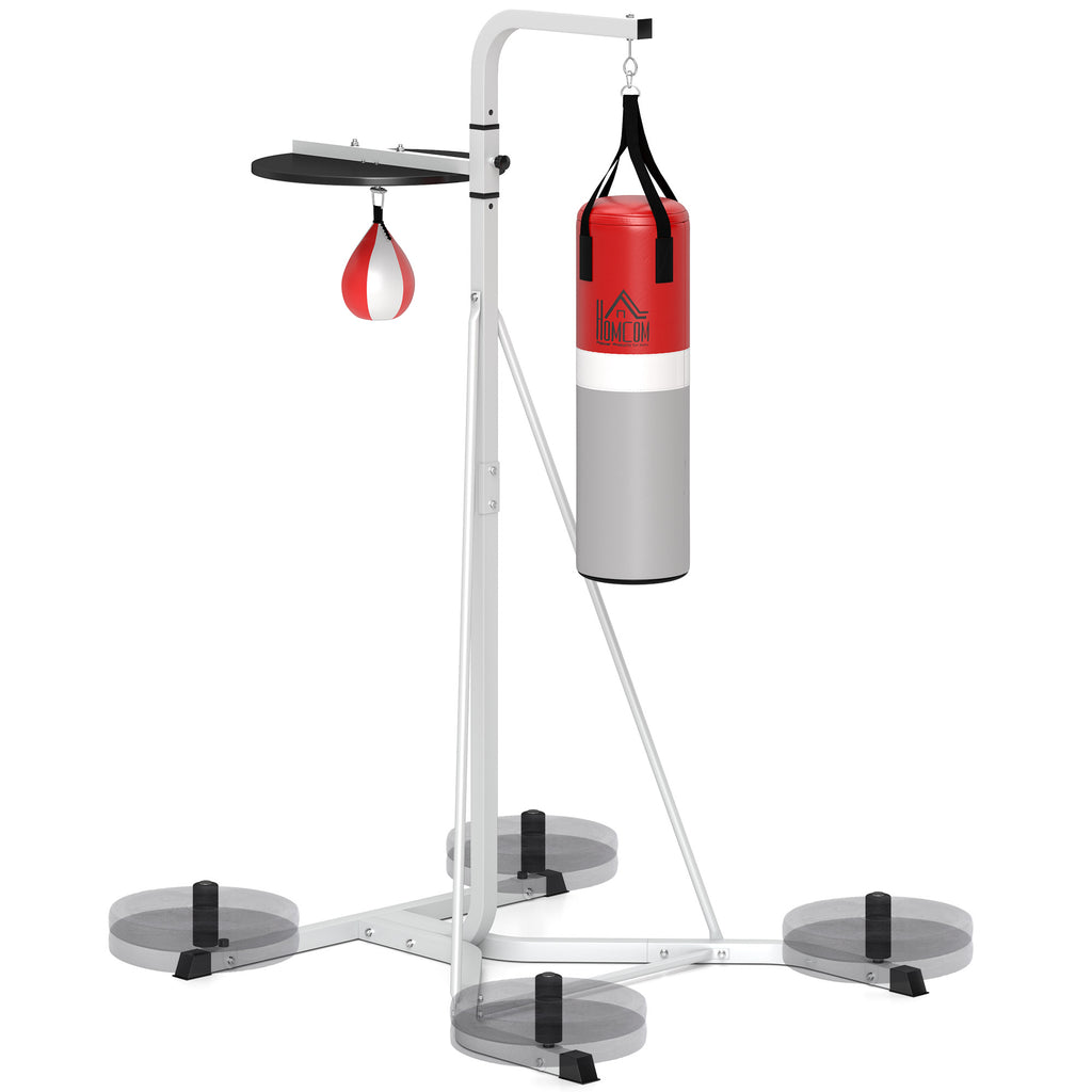 DodiOnline Freestanding Boxing Punch Bag & Speed Ball Station Hanging Frame Training Exercise Platform Home Gym Heavy Duty, White
