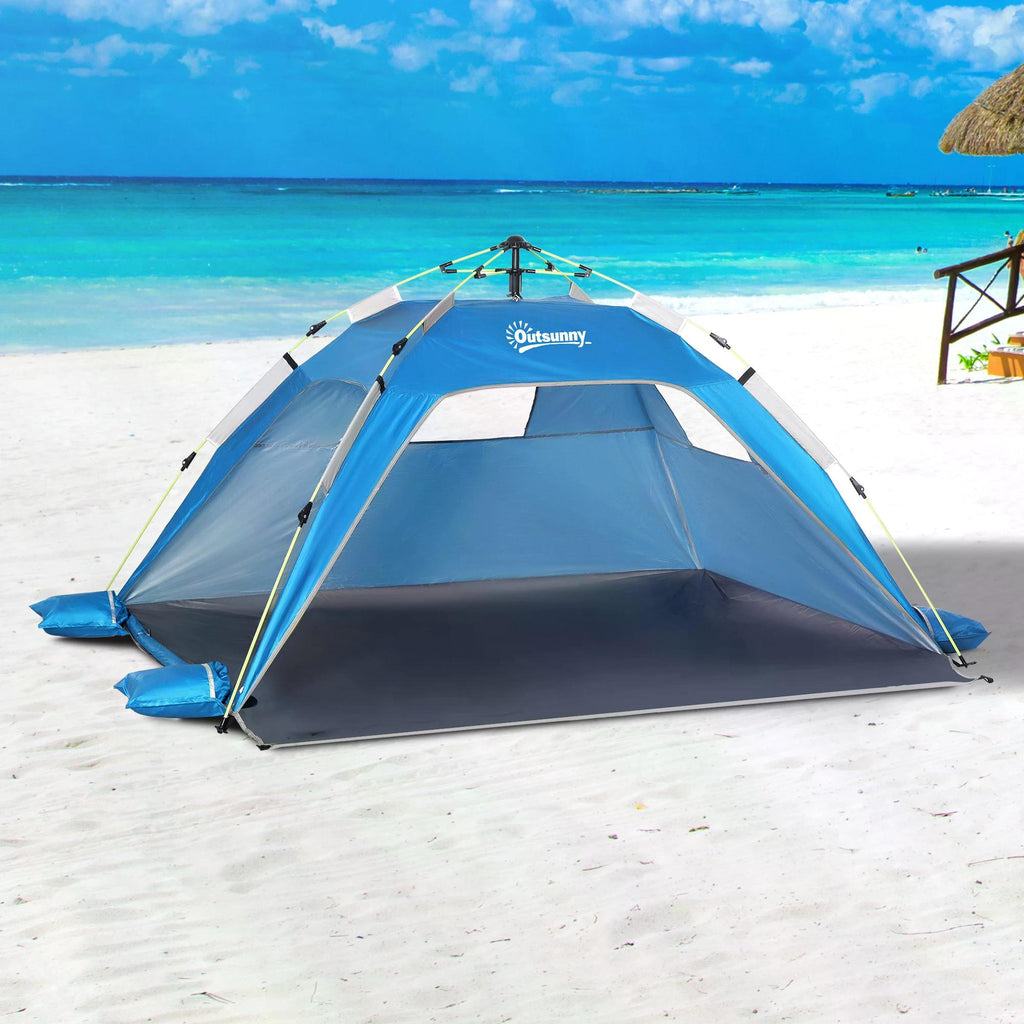 DodiOnline Beach Tent for 1-2 Person Pop-up Design with 2 Mesh Windows & 2 Doors Sky Blue