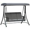 DodiOnline 3 Person Outdoor Patio Porch Swing Chair with High Back Design, Side Pouches and Adjustable Canopy, Charcoal Grey