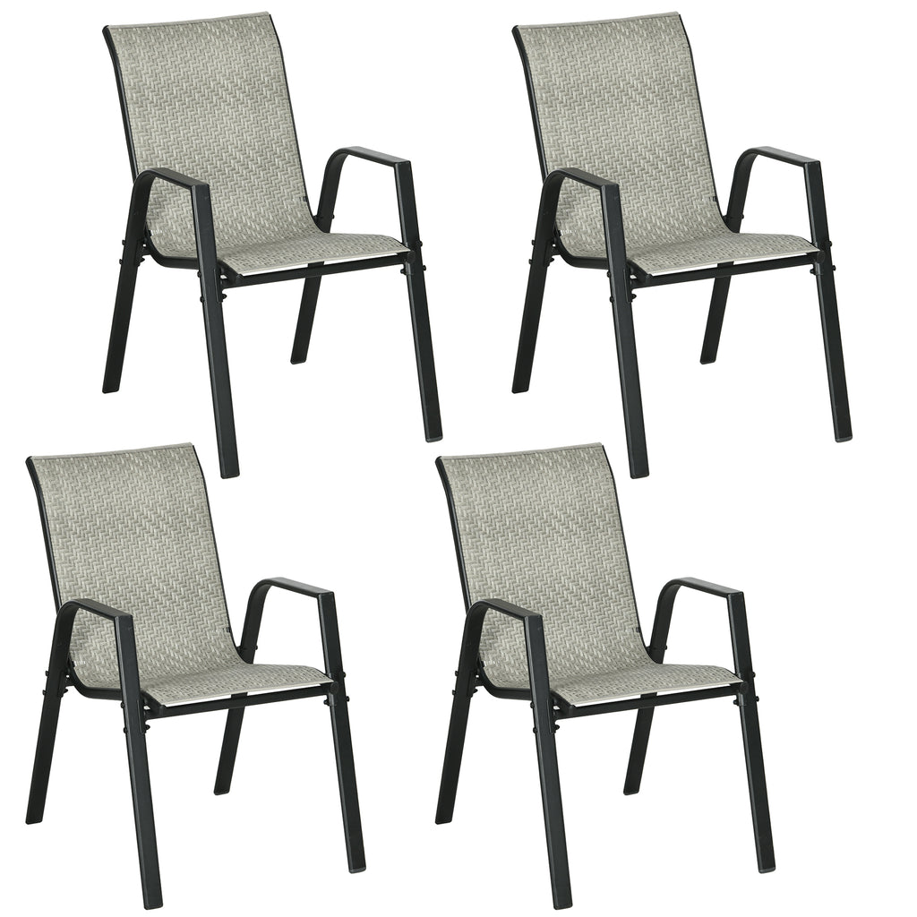DodiOnline Four-Piece Stacking Rattan Garden Seat Set - Mixed Grey