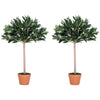 DodiOnline 3ft Artificial Olive Tree Indoor Plant Greenery for Home Office Potted in An Orange Pot Set of 2
