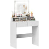 DodiOnline Dressing Table with Mirror and LED Lights, Vanity Table with 2 Drawers, 3 Compartments, 3 Colour Lighting, for Bedroom, Modern Dresser Makeup Desk for Women and Girls, White