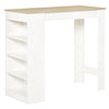 DodiOnline Bar Table Coffee Table Kitchen Dining Table with 4-Tier Storage Shelf for Kitchen, Dining Room, Living Room, Natural