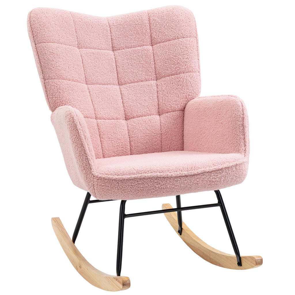DodiOnline Soft Fleecey Rocking Wingback Chair - Pink