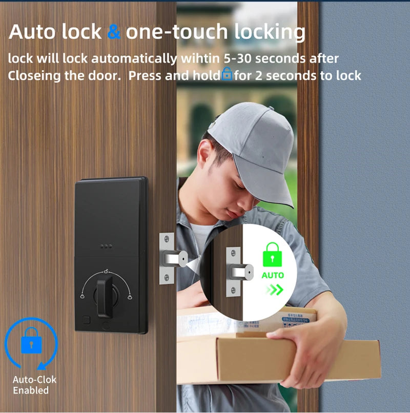 Tuya WiFi Smart Deadbolt Fingerprint Door Lock Electronic Keyless Entry Front Lock Digital Keypad Home Office AutoLock Dead Bolt