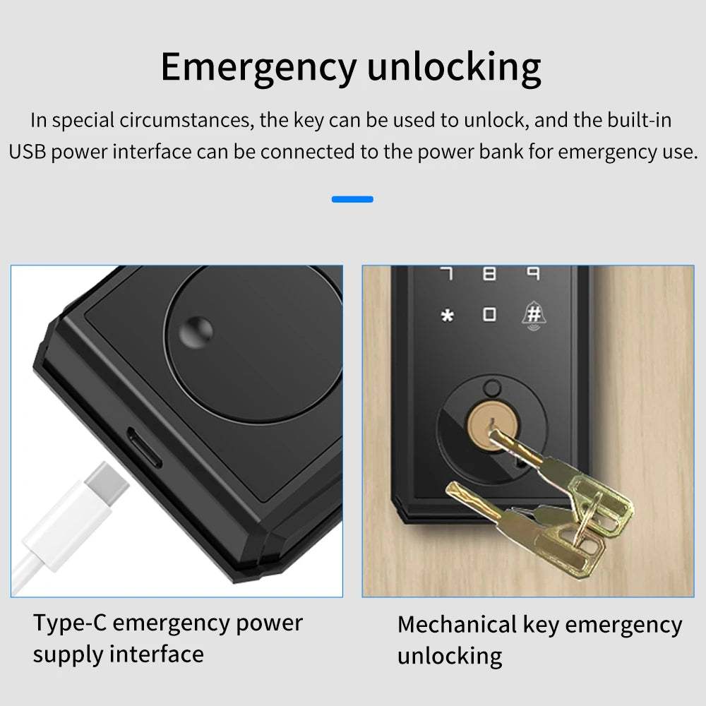 Tuya WiFi Smart Deadbolt Fingerprint Door Lock Electronic Keyless Entry Front Lock Digital Keypad Home Office AutoLock Dead Bolt