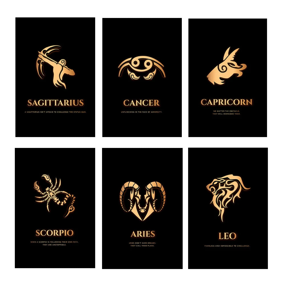 Abstract gold constellation canvas art oil painting wall art poster print living room home wall picture