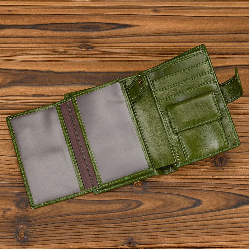 Retro anti-theft leather men's wallet male clip purse wallet casual style short purse cowhide retro luxury business card holder