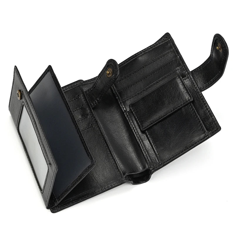 Retro anti-theft leather men's wallet male clip purse wallet casual style short purse cowhide retro luxury business card holder