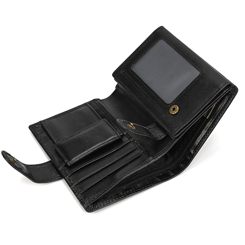 Retro anti-theft leather men's wallet male clip purse wallet casual style short purse cowhide retro luxury business card holder