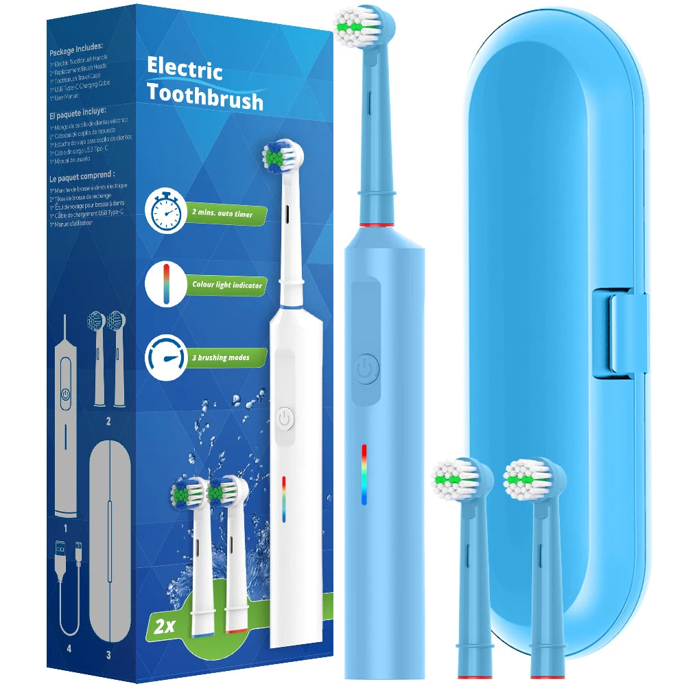 Intelligent Rotating Electric Toothbrush, Rechargeable Rotary Toothbrush Compatible with Oral B Replacement Electric Brush Heads
