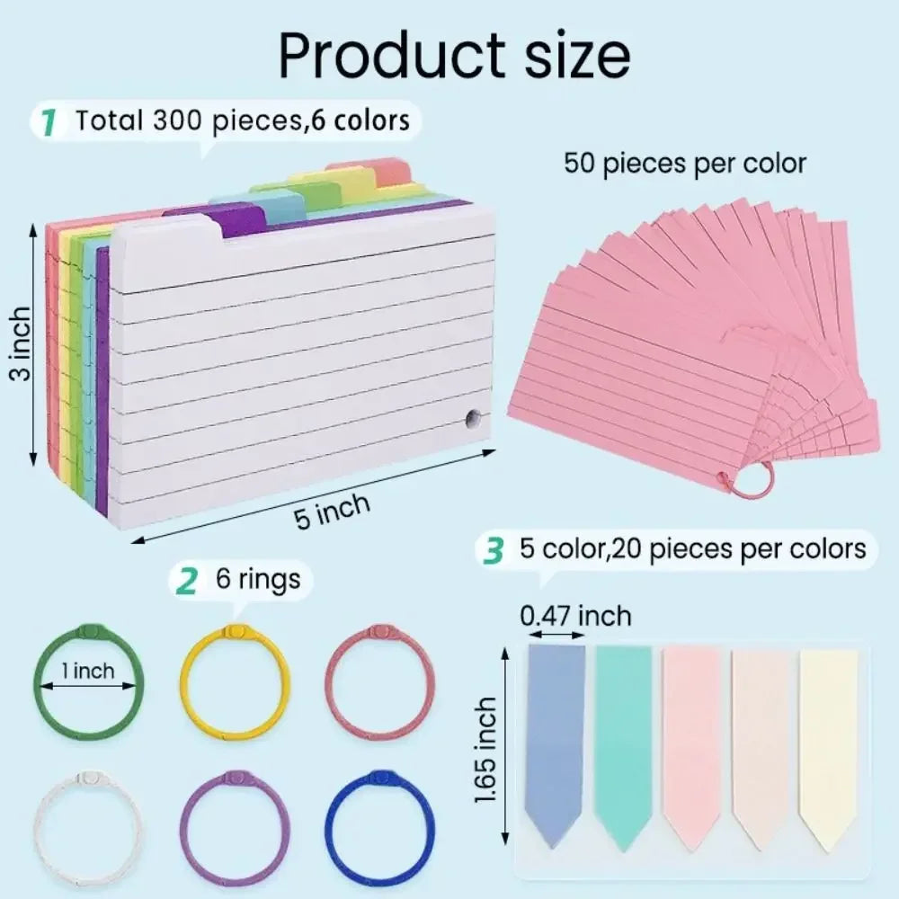 Multifunctional DIY Index Cards Horizontal Line Binder Index Sticker Colorful Loof-leaf Notepad Students