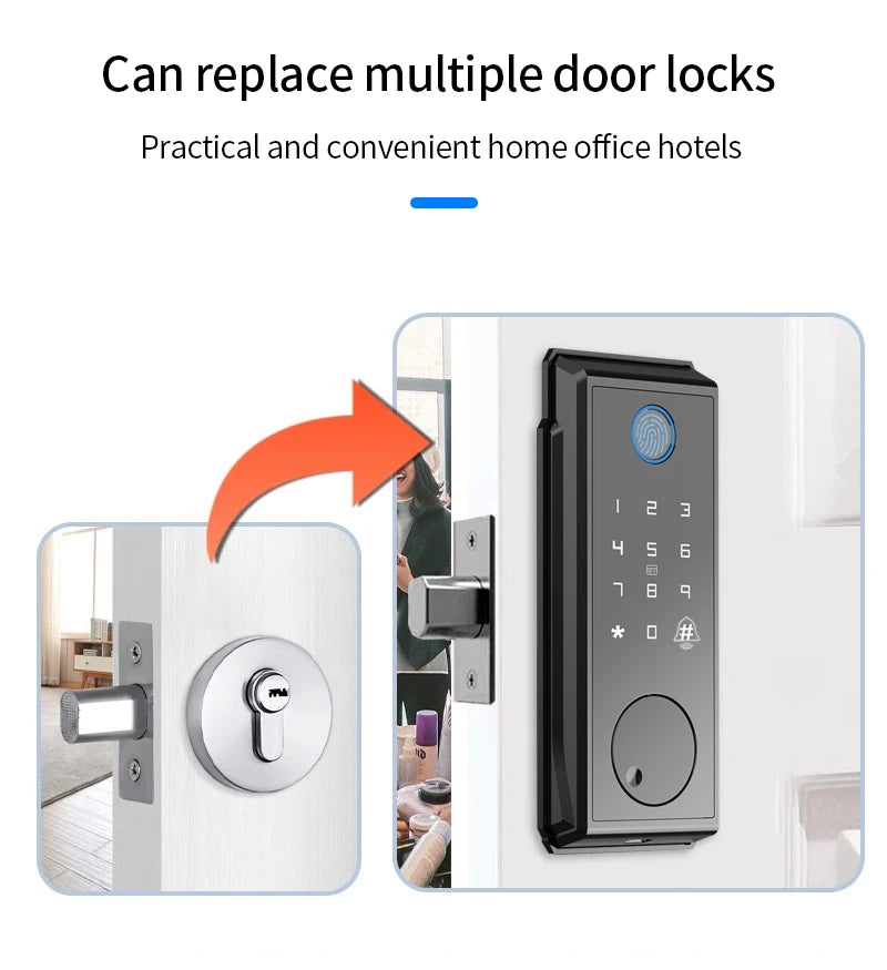 Wifi Tuya Tamper Proof Fingerprint Smart Lock for Keyless Entry Keypad Deadbolt Lock for Front Door Physical Key Remote Unlock