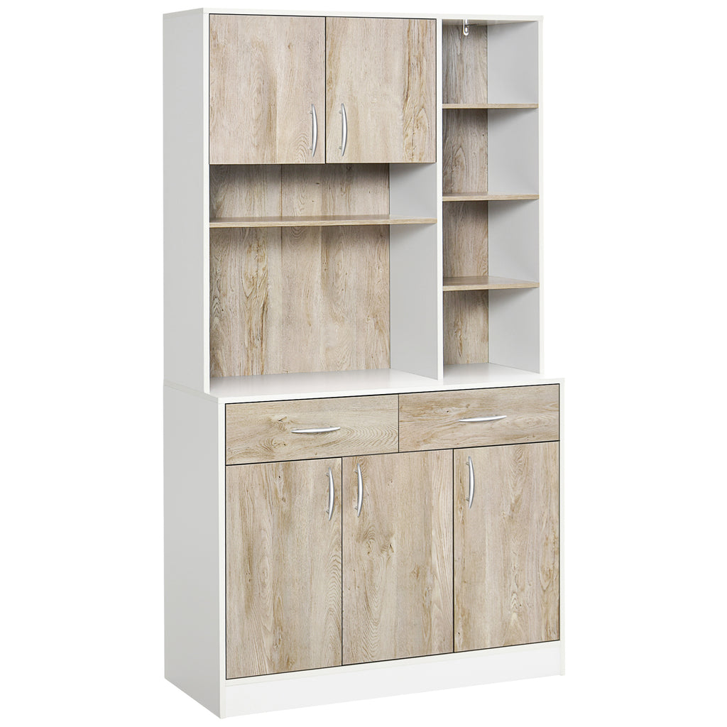 DodiOnline Kitchen Cupboard Sideboard Storage Cabinet Unit with Counter Top, Adjustable Shelves, Drawers for Dining Room, Living Room