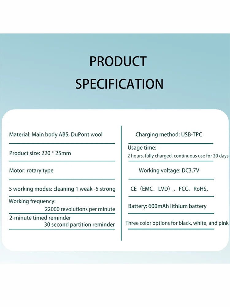 Morning Renewal -360 ° Rotating Electric Toothbrush, Adult Timer 5-mode Rechargeable Toothbrush, 4 replaceable brush heads elect