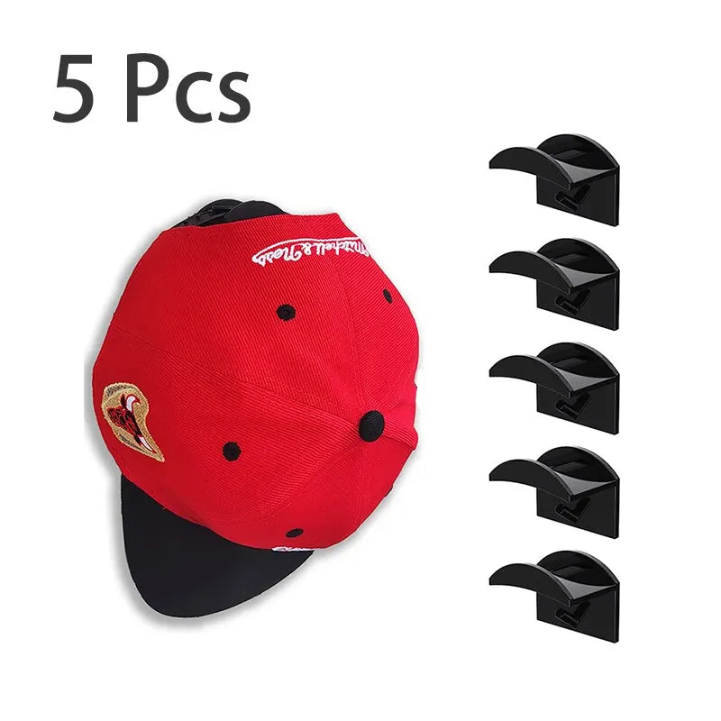 5 10pcs New Baseball Hat Hook Hat Sticking Hook Traceless Hook Black Minimalist Design Hat Rack Simple Earphone Necklace Storage