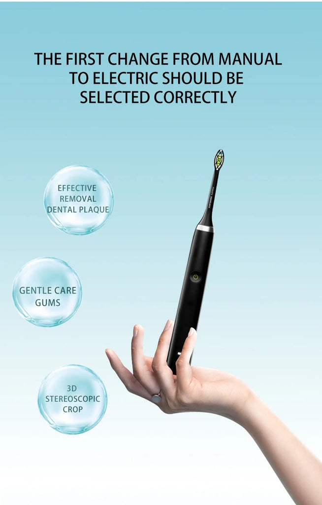 Morning Renewal -360 ° Rotating Electric Toothbrush, Adult Timer 5-mode Rechargeable Toothbrush, 4 replaceable brush heads elect