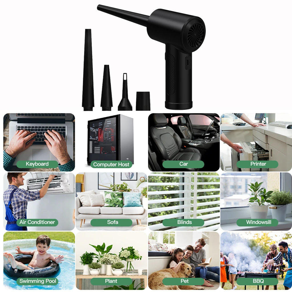 Compressed Air Duster For Computer Keyboard 51000 RPM Mini Electric Cordless PC Car Cleaner Wireless Air Blower