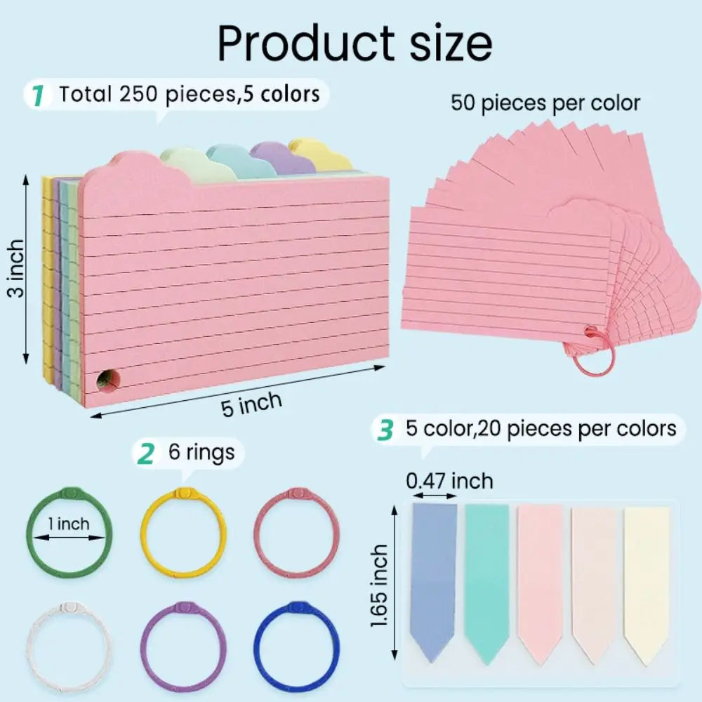 Multifunctional DIY Index Cards Horizontal Line Binder Index Sticker Colorful Loof-leaf Notepad Students