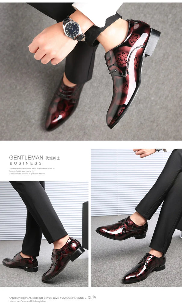 Men's plus size pointed British men's formal single shoes, business leather shoes