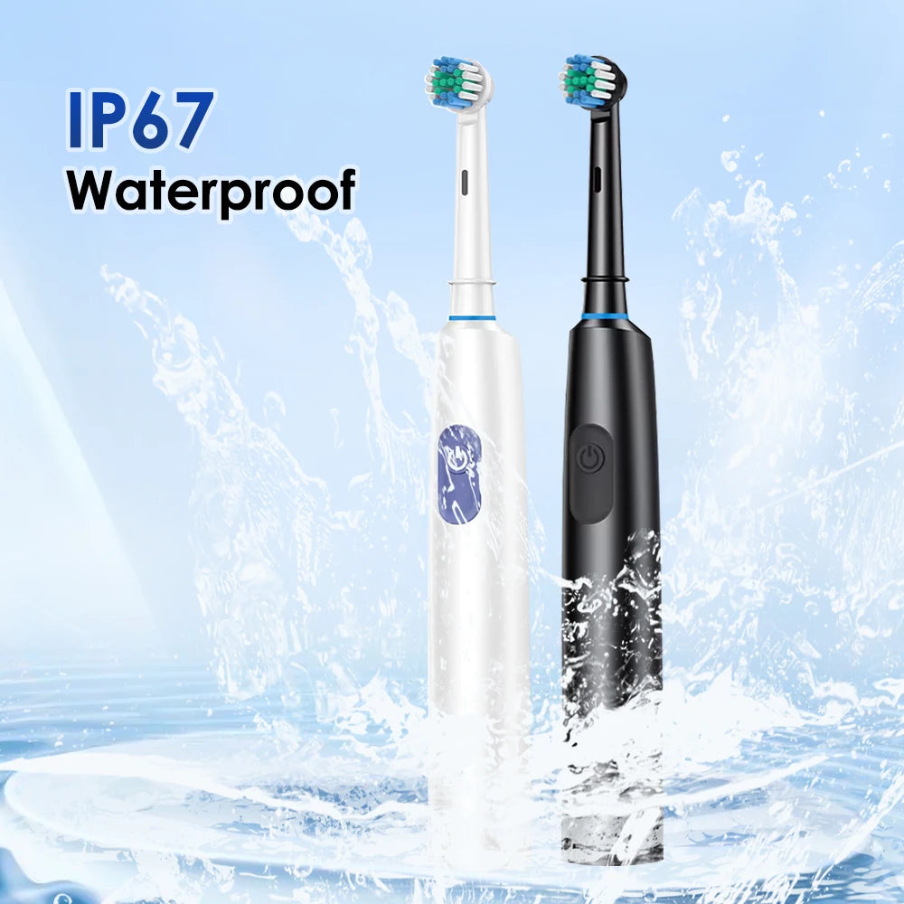 Electric Rotating Toothbrush 5 Modes Cleaning Teeth Brush Waterproof Rotary Electric Toothbrush With Timer with 8 Soft BrushHead