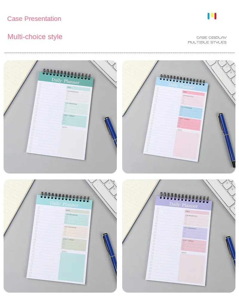 52 Sheets Undated To Do List Notebook Spiral Notepad Daily Planning Hourly Scheduling Notebook School Supplies Stationery