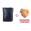 RFID Card Holder Wallet for Men Genuine Leather Small Money Bag Luxury Double Zipper Coin Pocket Quality Male Clutch Carteira