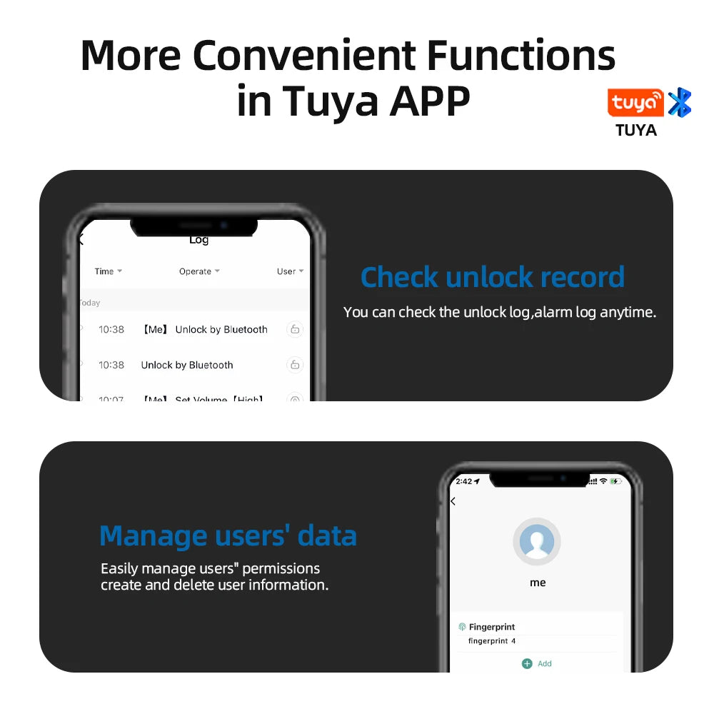 RAYKUBE US Free Delivery Tuya BLE Smart Fingerprint Door Lock Electronic Lock with Password/Key/Card/Tuya APP Unlock