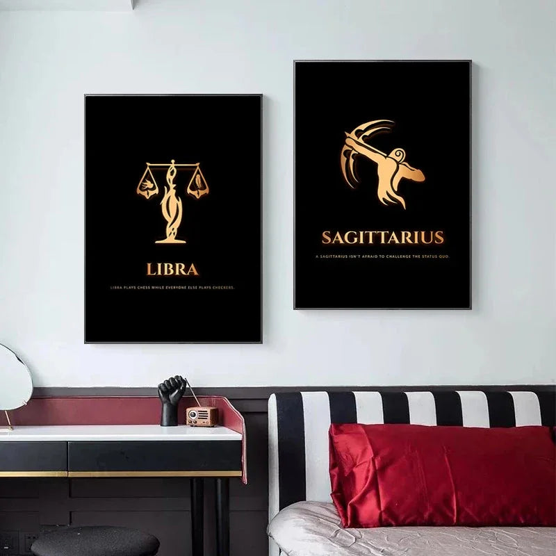 Abstract gold constellation canvas art oil painting wall art poster print living room home wall picture