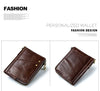 RFID Card Holder Wallet for Men Genuine Leather Small Money Bag Luxury Double Zipper Coin Pocket Quality Male Clutch Carteira