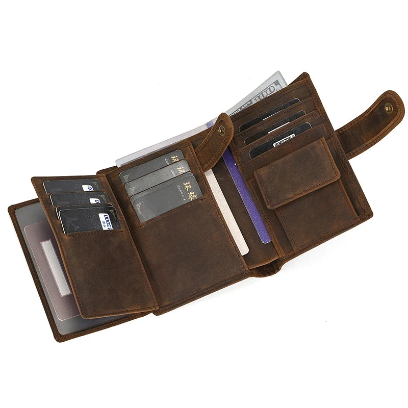 Retro anti-theft leather men's wallet male clip purse wallet casual style short purse cowhide retro luxury business card holder