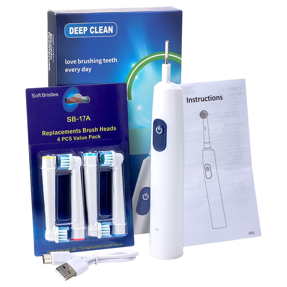 Electric Rotating Toothbrush 5 Modes Cleaning Teeth Brush Waterproof Rotary Electric Toothbrush With Timer with 8 Soft BrushHead