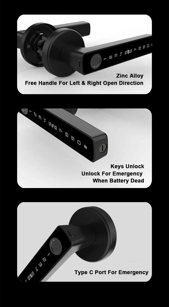 RAYKUBE US Free Delivery Tuya BLE Smart Fingerprint Door Lock Electronic Lock with Password/Key/Card/Tuya APP Unlock