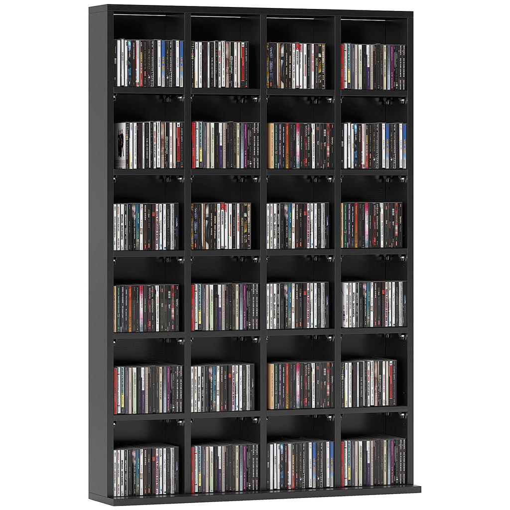 DodiOnline CD Storage Unit with Adjustable Shelves, 89 x 130.5 cm, Black
