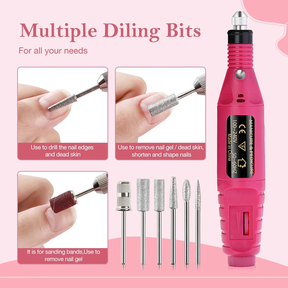 6 Color Portable Nail Polishing Machine NEW Nail Drill Machine Electric Nail Sander Nail Accessories Milling Cutter For Manicure