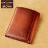 Dante Retro Three Fold Genuine Leather Men's Wallet with Anti-Theft Card Swiping Head Layer Cowhide Wallets Multiple Card Slot