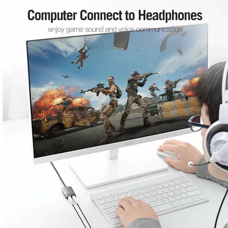 Vention USB External Sound Card USB to 3.5mm Audio Adapter with Microphone for PC Laptop MacBook PS5 Gaming Headset Sound Card