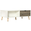 DodiOnline Coffee Table, Modern Tea Table with Open Storage Shelves, Two Drawers and Solid Wood Legs, Coffee Tables for Living Room, Bed Room, White