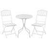 DodiOnline Garden Bistro Set for 2 with Folding Chairs and Round Table, Metal Balcony Furniture for Outdoor Indoor Use, White