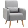 DodiOnline Accent Chair, Linen-Touch Armchair, Upholstered Leisure Lounge Sofa for Living Room, Club Chair with Wooden Frame, Grey
