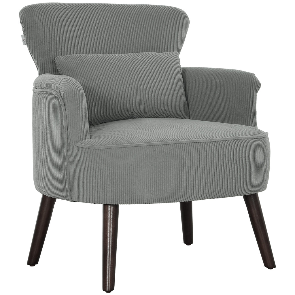 DodiOnline Corduroy Retro Accent Chair - Light Grey