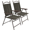 DodiOnline Set of Two Folding Garden Chairs, with Fabric Mesh Seats - Dark Brown