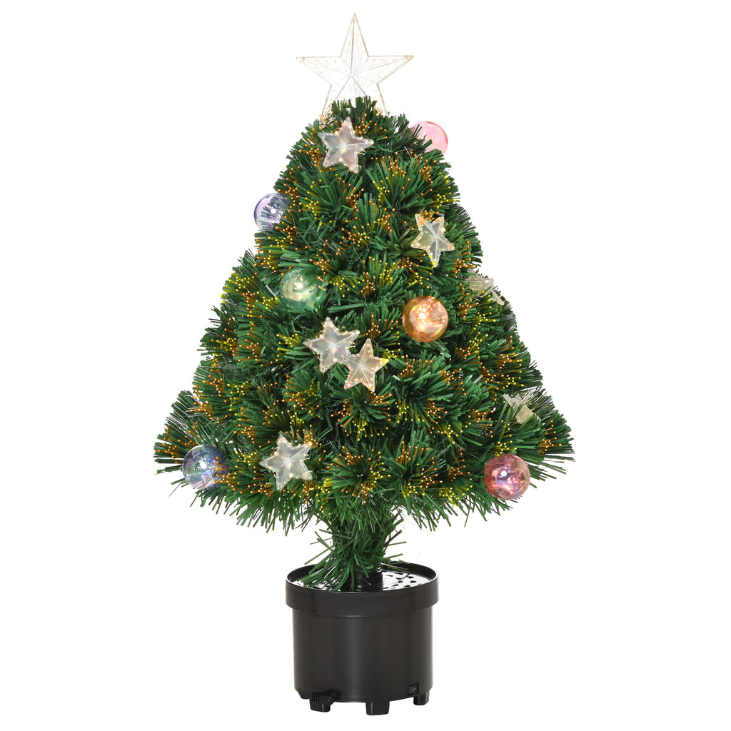 DodiOnline 2FT Pre-lit Artificial Christmas Tree Tabletop Multicoloured Fibre Optic Xmas Decoration w/ LED Lights Pot Table Desk - Green