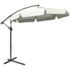 DodiOnline 2.7m Garden Banana Parasol Cantilever Umbrella with Crank Handle and Cross Base for Outdoor, Hanging Sun Shade, Cream White