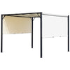 DodiOnline Metal Pergola With Canopy Retractable Pergola Canopy 3Lx3Wx2.3H m Garden Gazebo Party Tent Sun Shelter Cover - Cream White/Black