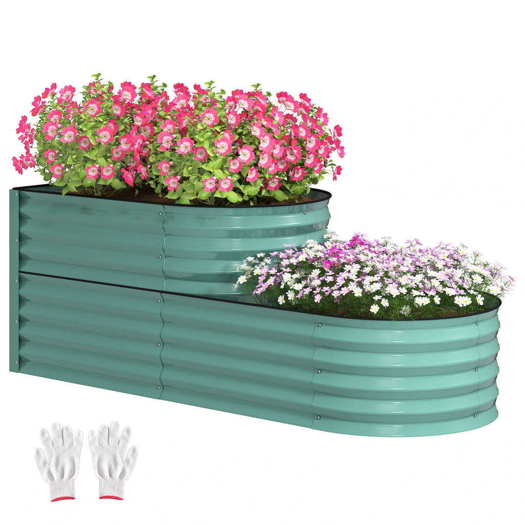 DodiOnline Two-Tier Galvanised Steel Garden Planter - Dark Green