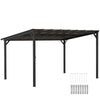 DodiOnline 3 x 4.3m Metal Pergola with UPF 50+ and Waterproof Polycarbonate Roof, Wall-Mounted or Free Standing Garden Gazebo, Wind-resistant Outdoor Sun Shade, Dark Grey