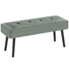 DodiOnline End of Bed Bench, Corduroy Bedroom Bench with Thick Padding and Steel Legs, Tufted Window Seat for Entryway, Living Room, Green